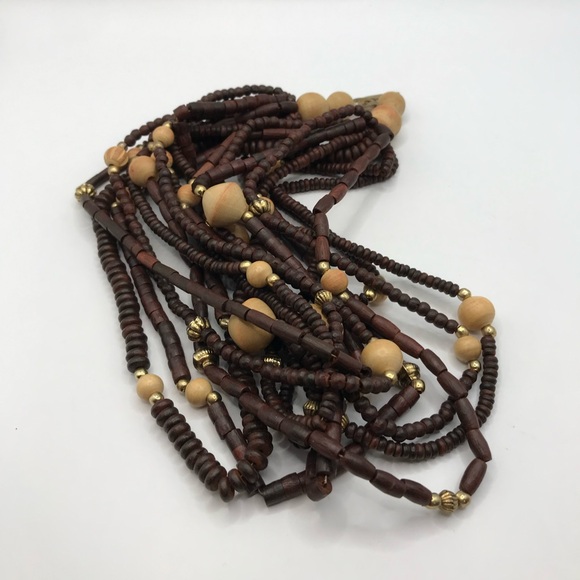Tribal Inspired Multi Strand Wood Bead Necklace - Picture 4 of 7